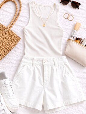 Sanctuary Cream Rolled Hem Utility Shorts Size 28 Womens Casual Summer Coastal